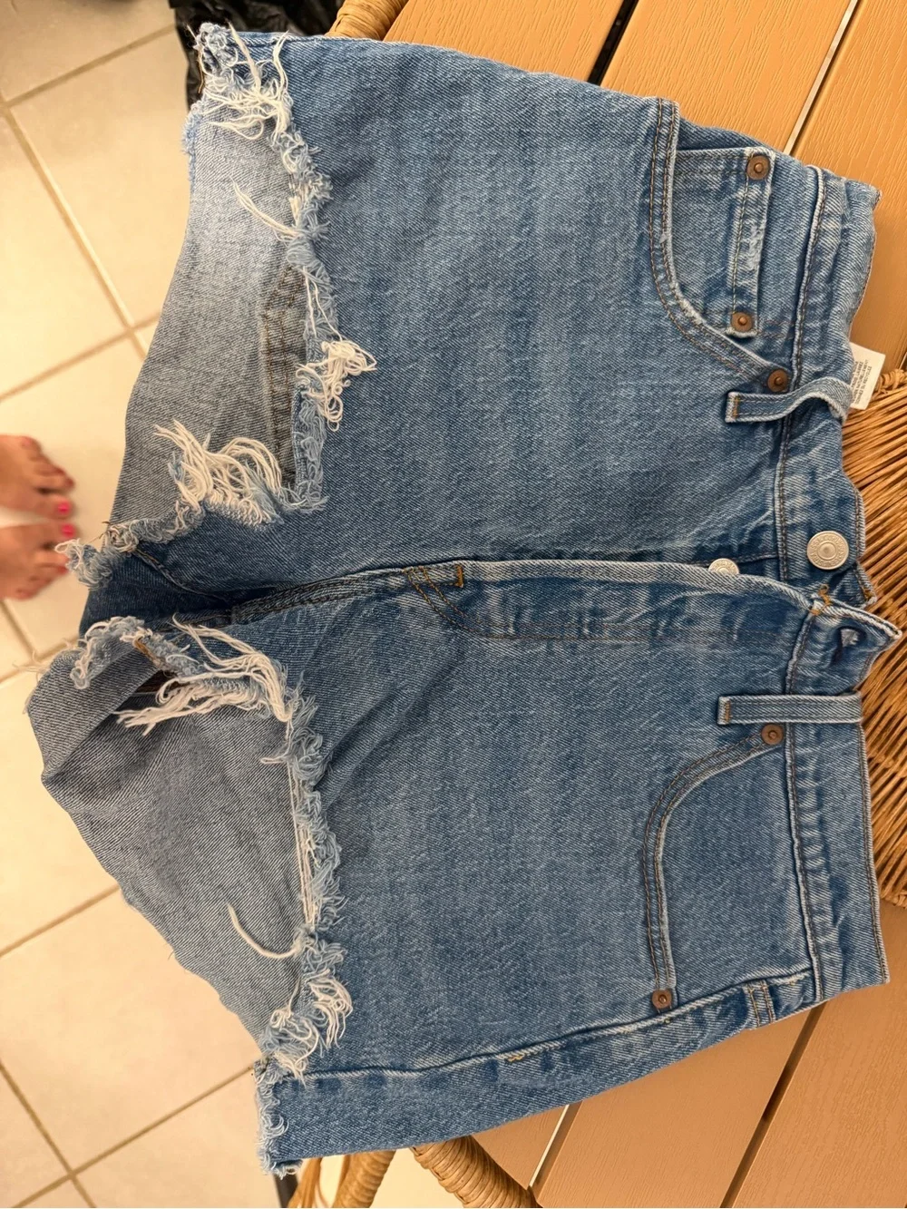 Blue Distressed Denim Shorts